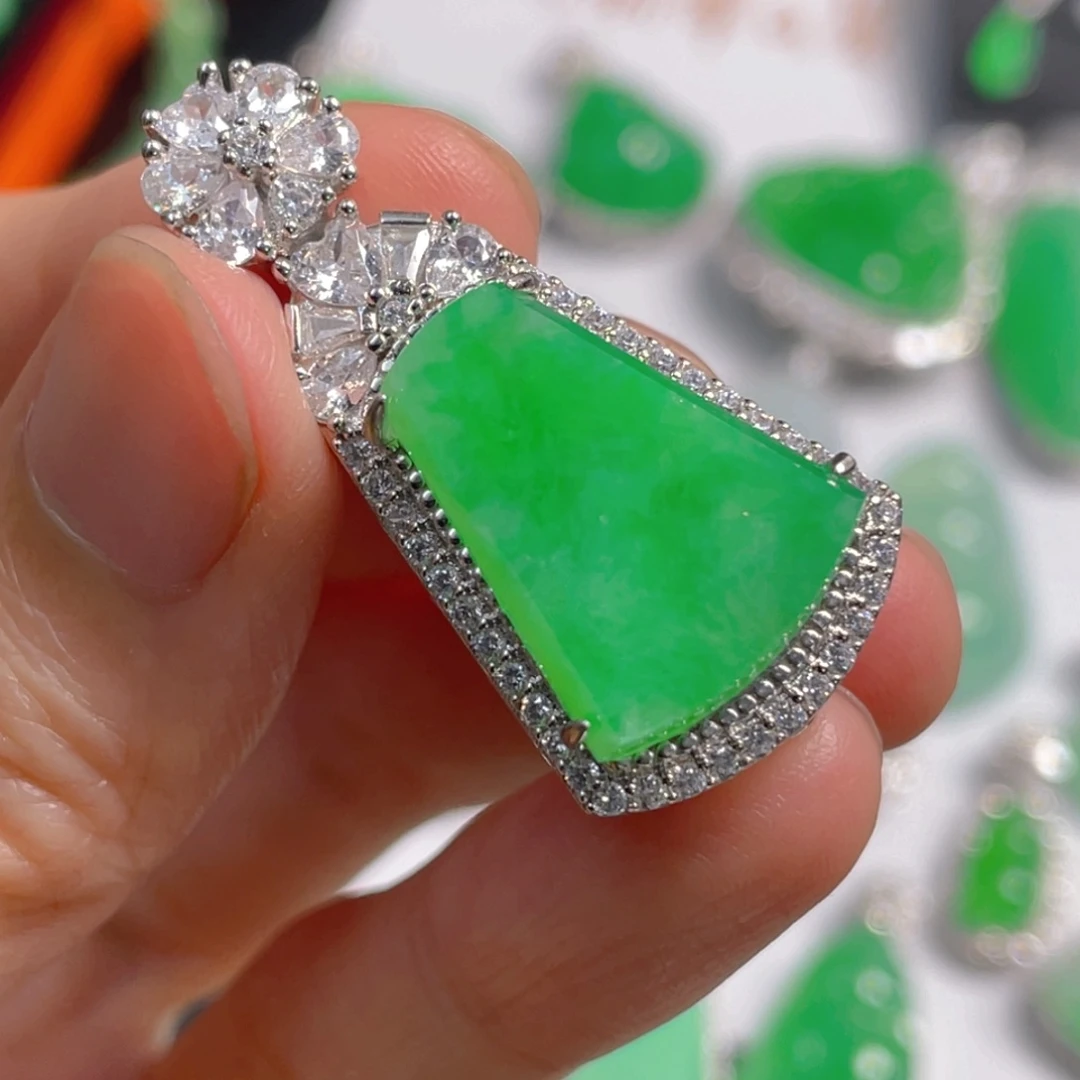 翡翠银S925镶嵌吊坠(不含链)