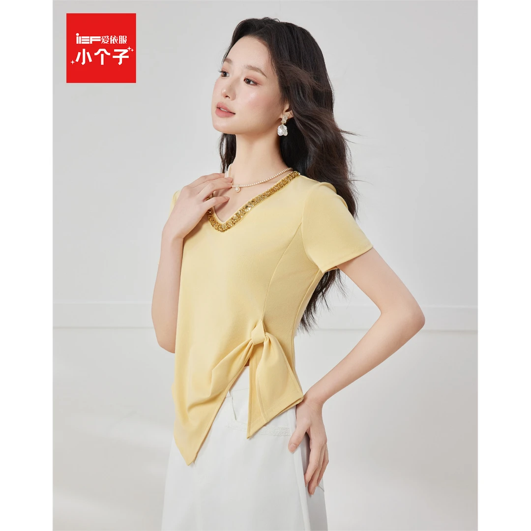 IEF/爱依服上衣2025夏季新款通勤小女人气质精致高级T恤流光风