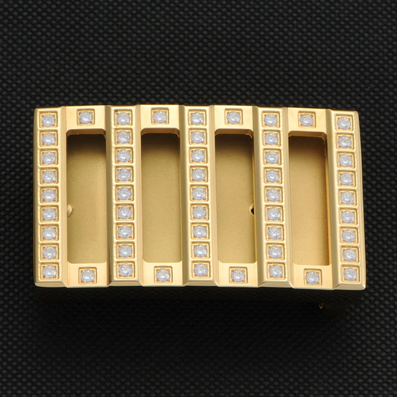 新款史蒂芬男士皮带扣头算盘子不锈钢镶钻24K包金裤腰带百搭高档