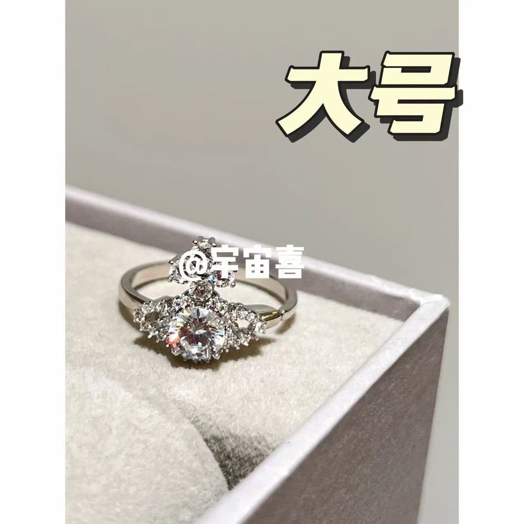 铜合金锆石戒指 O1-068【星球冰糖大号素戒指】开口