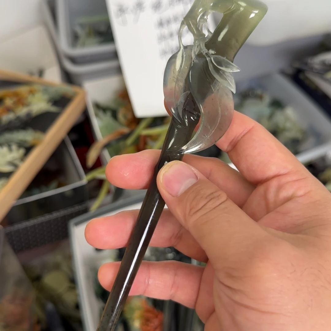 岫玉未镶嵌发饰明君玉簪就是好看