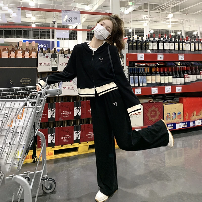 韩版显瘦短款连帽卫衣运动套装女2025春高级感宽松时尚休闲两件套