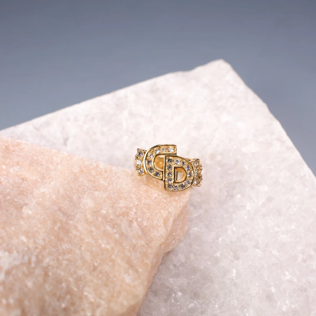 95新 DIOR/迪奥 柚礼中古/迪奥CD满钻戒指lz512224