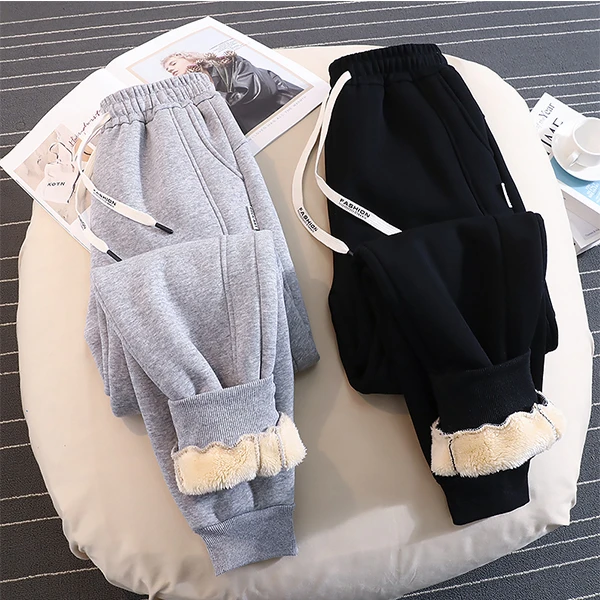 特厚羔绒运动裤秋冬季新款宽松束脚加绒加厚保暖休闲卫裤休闲