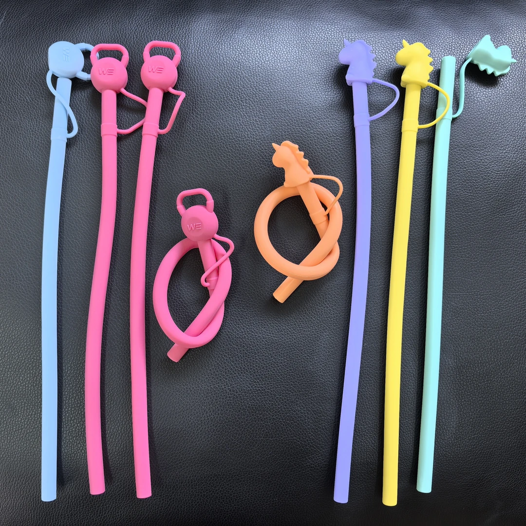 品优食品级【硅胶吸管】耐高温可折叠带帽吸管