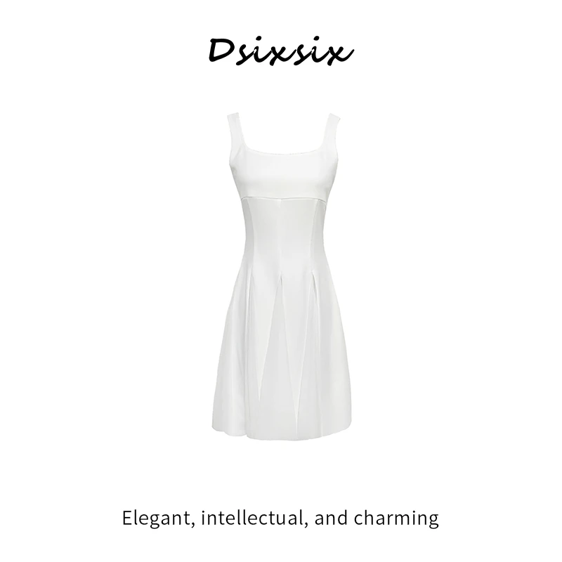 Yeah Me/也觅【一束春光】夏季都市气质高级感白色收腰无袖连衣裙女