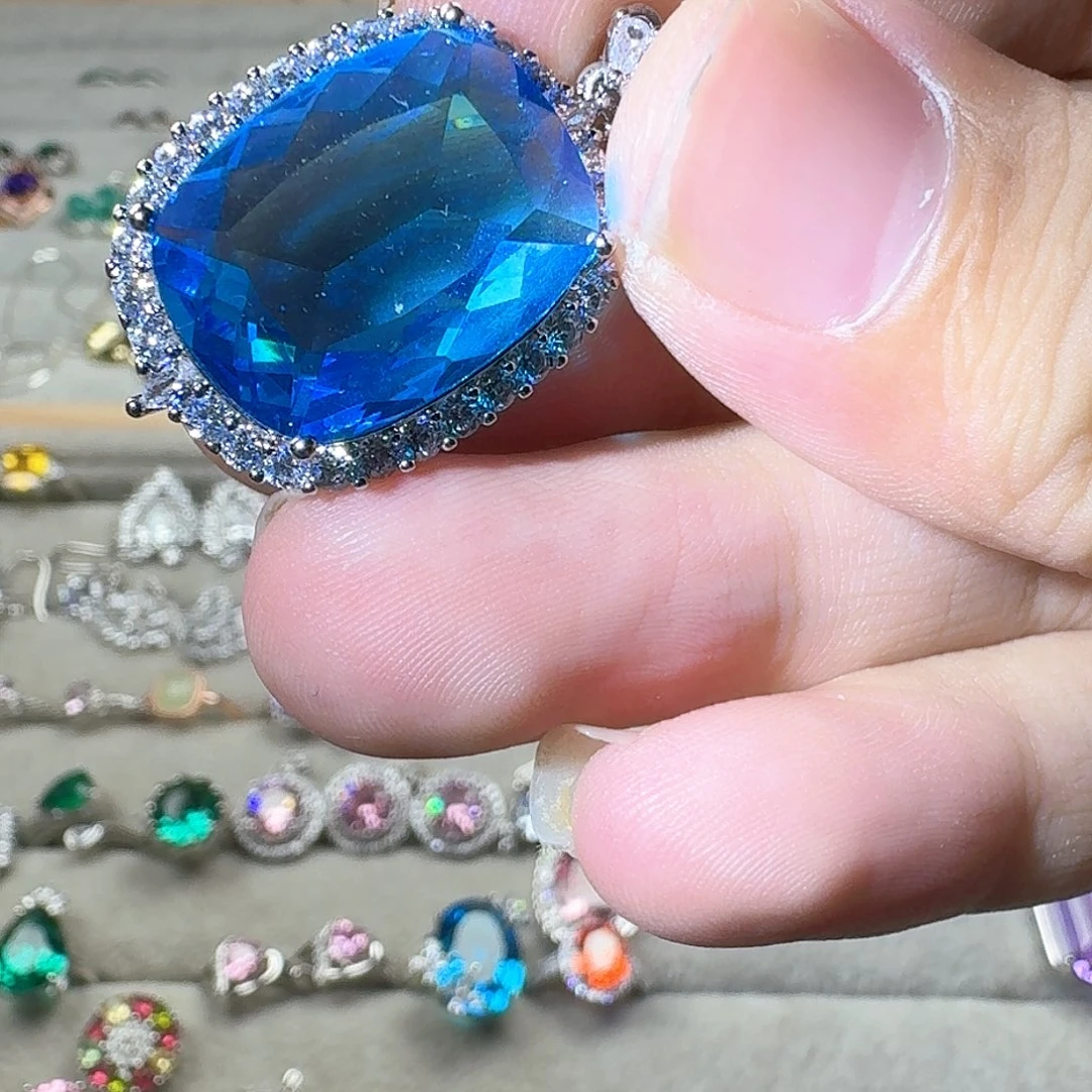 绿水晶戒指银S925镶嵌