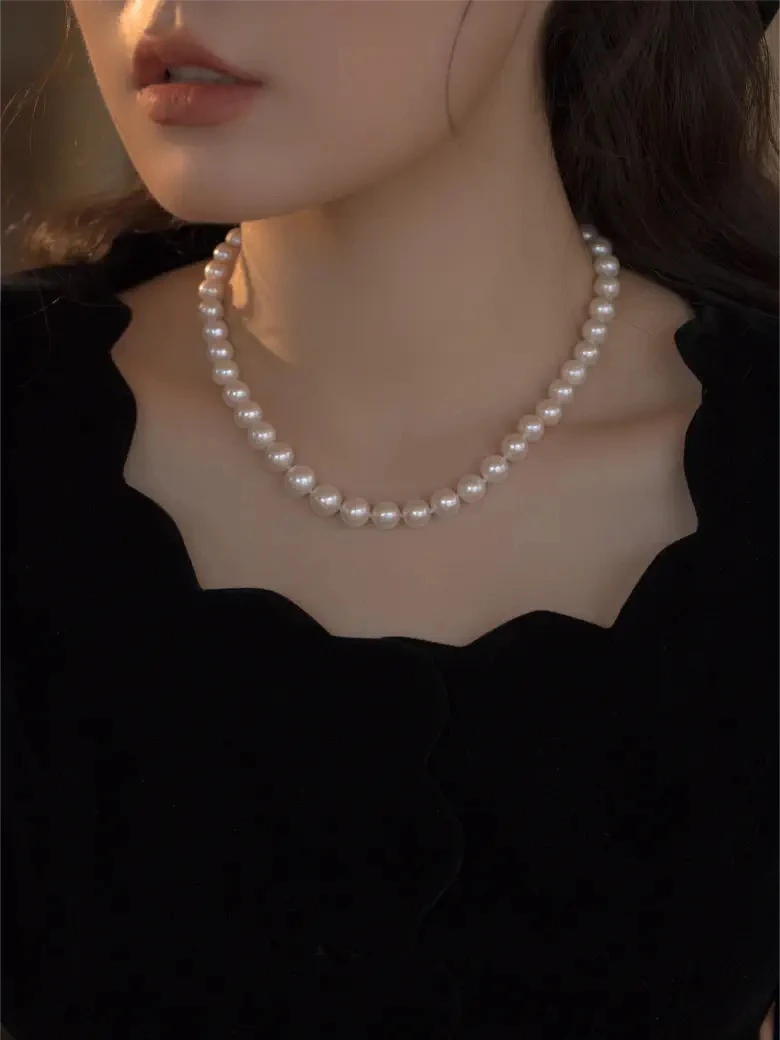 8-9mm淡水珍珠项链正圆强光高品质气质母亲节礼物元宝妈妈轻奢