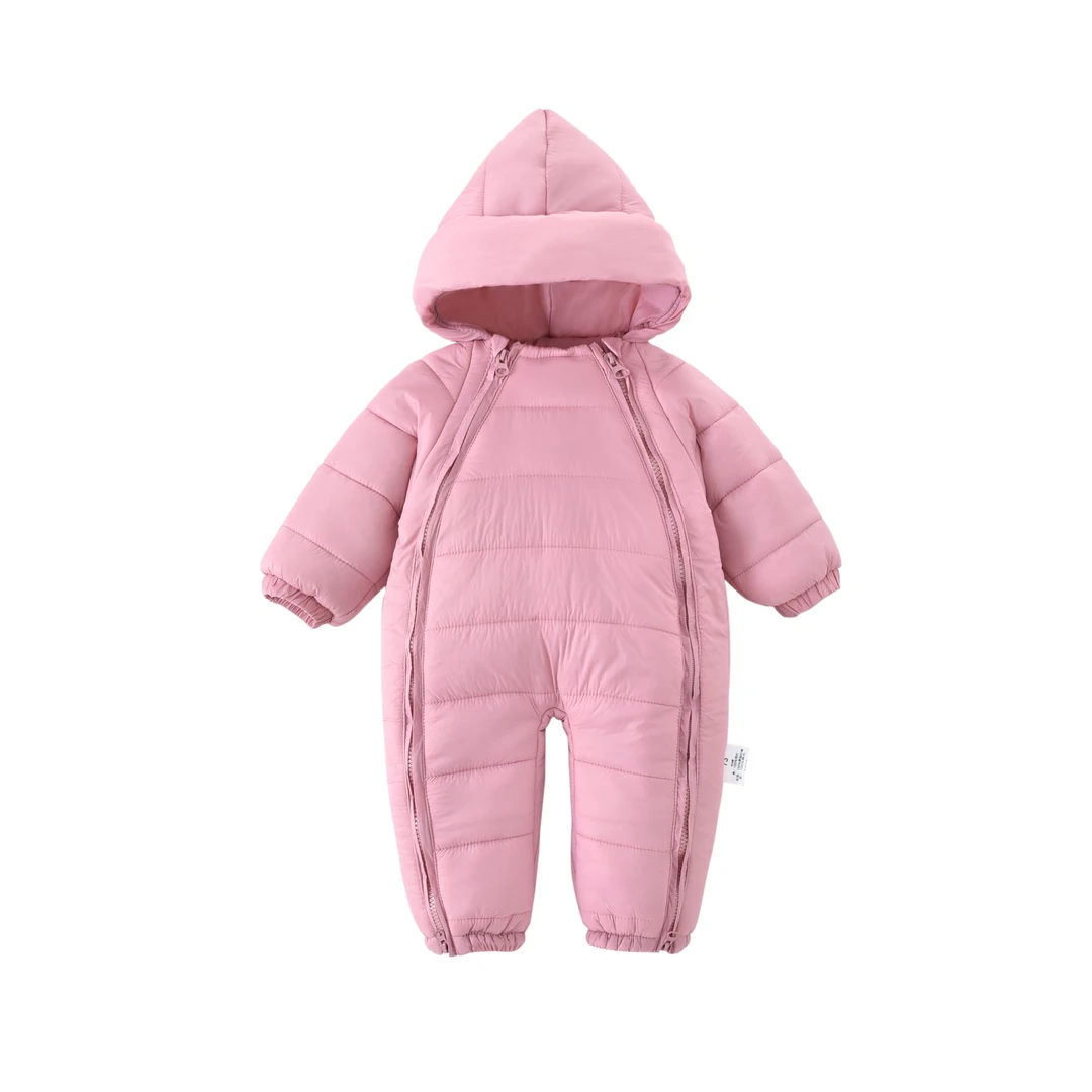 双拉链连体婴儿外出服爬服糖果色