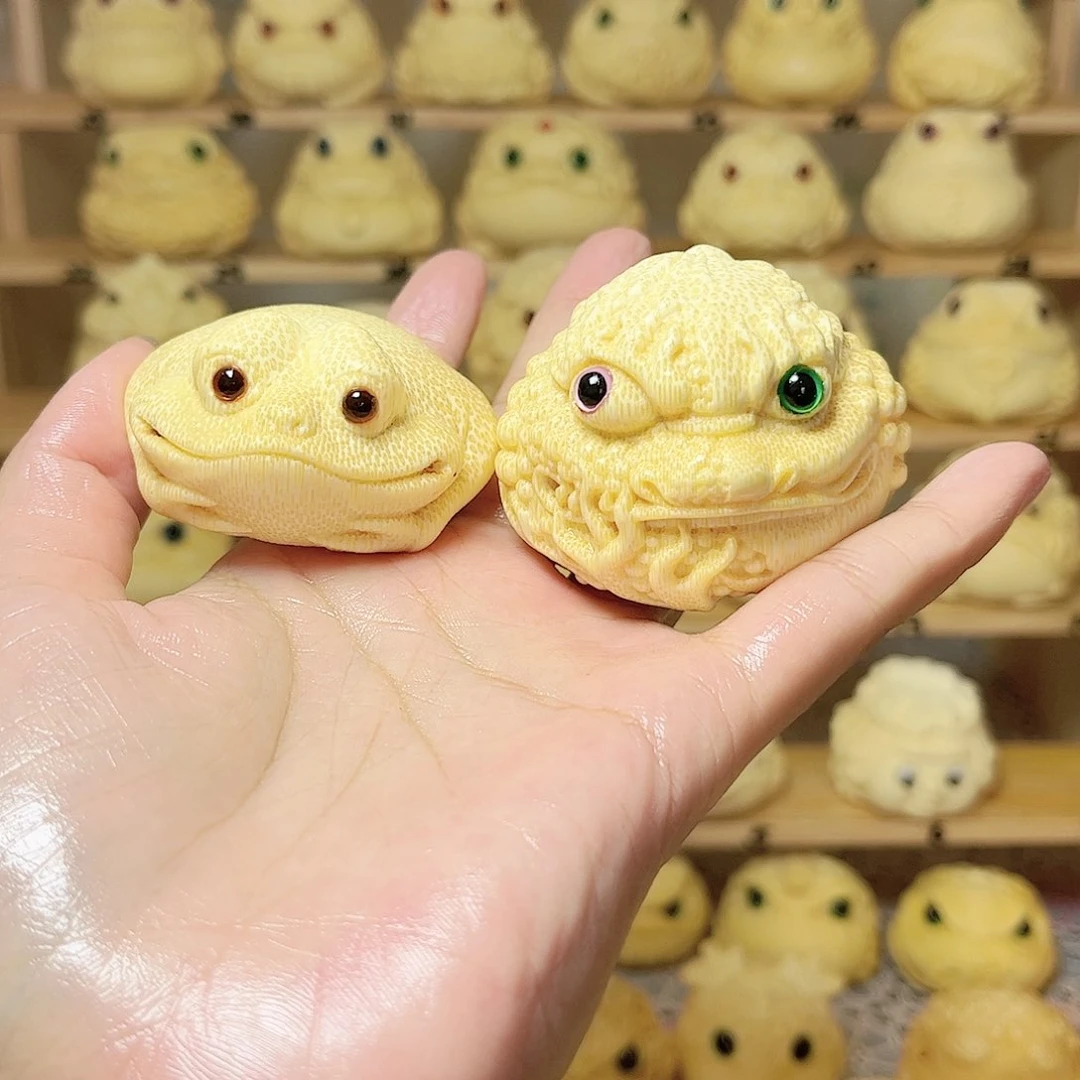 竹慕*雪金蟾一对带油