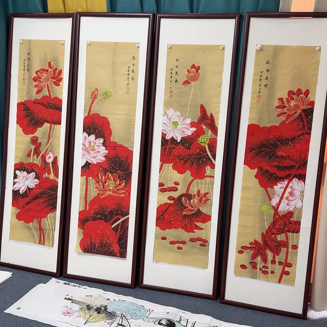 国画尺寸35X140手绘作品