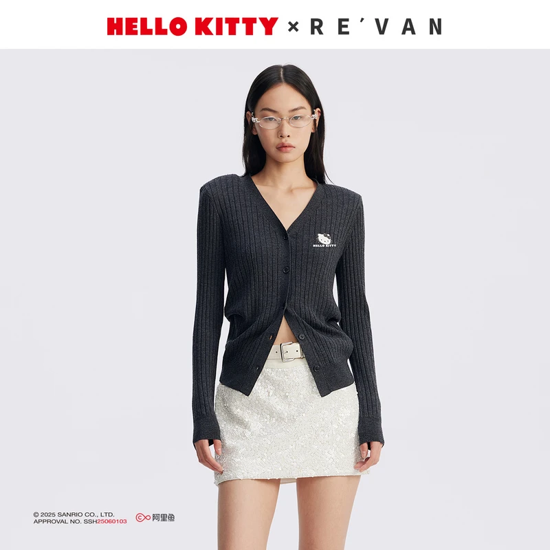 REVAN芮范HelloKitty深灰收腰毛衫RL72801117