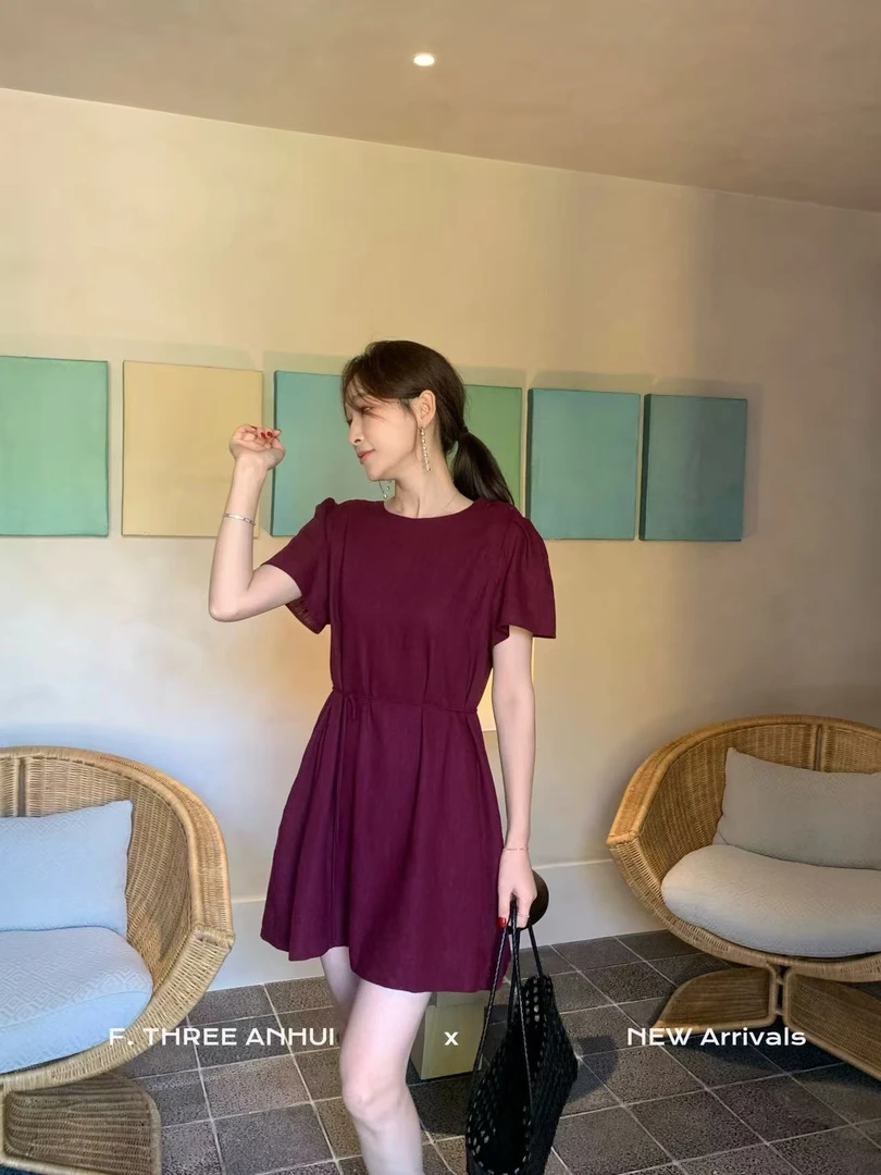 温柔瑶-三姐妹#韩版宽松显瘦遮肉连衣裙#16189【福福】