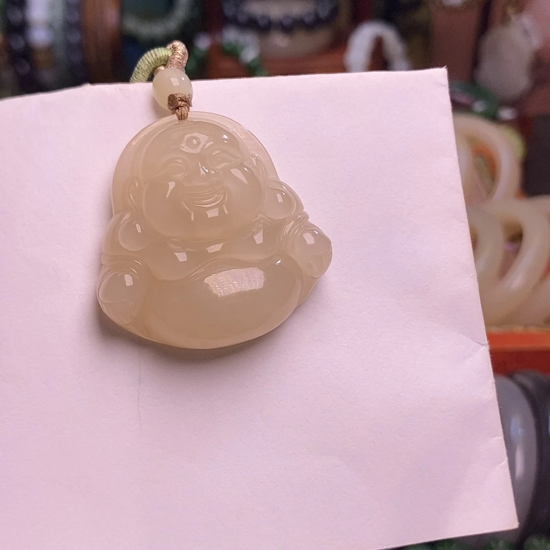 和田玉未镶嵌颈饰熟藕粉老料佛公
