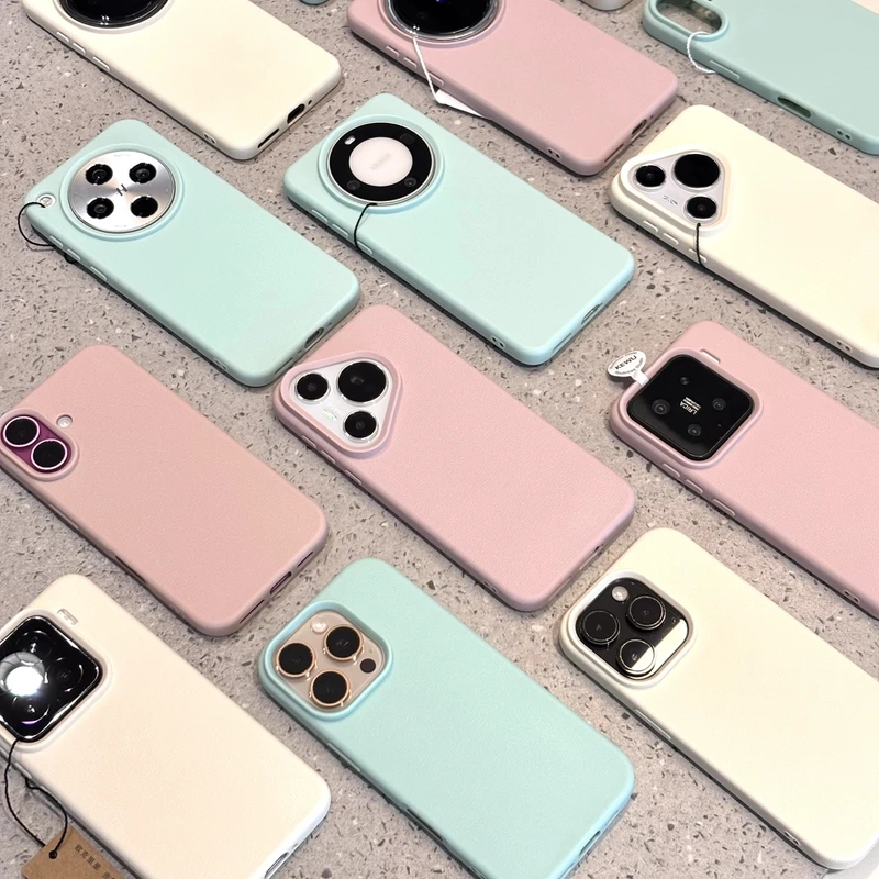 高颜值荔枝纹适用苹果16手机壳iPhone15小米14vivoppo华为p70套女