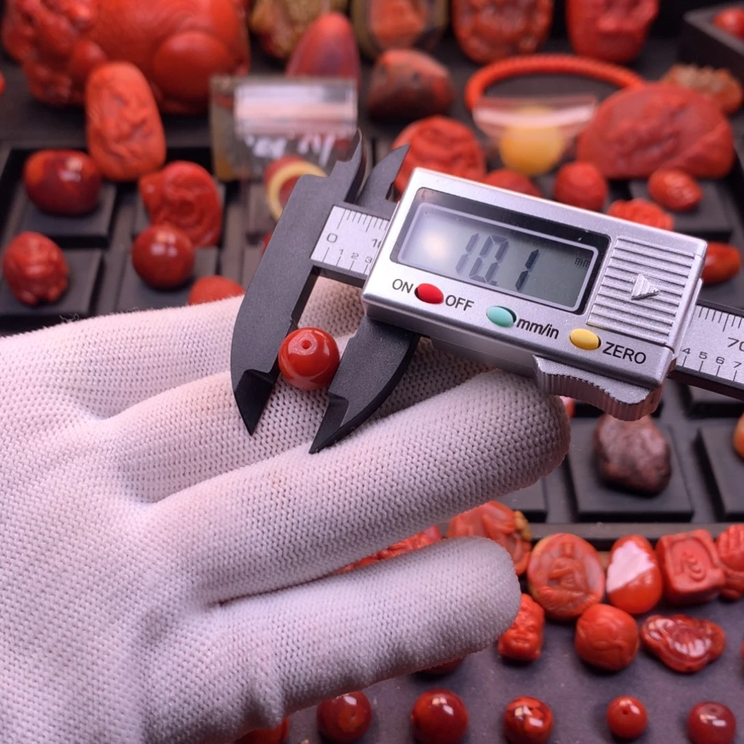 南红玛瑙未镶嵌川料原矿玫红火焰老型单珠10mm