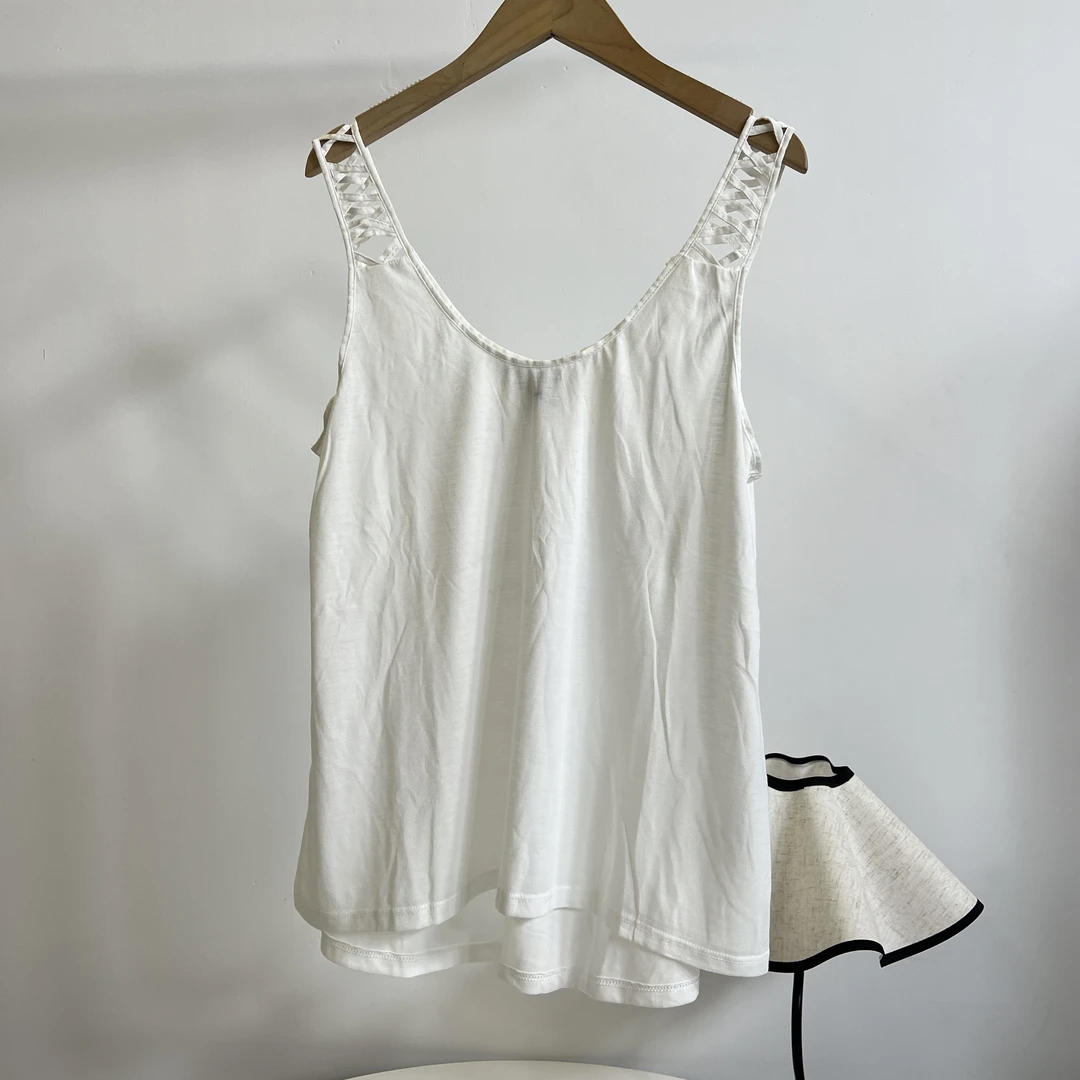 A156123白色背心百搭气质简约无袖休闲通勤舒适时尚纯色打底