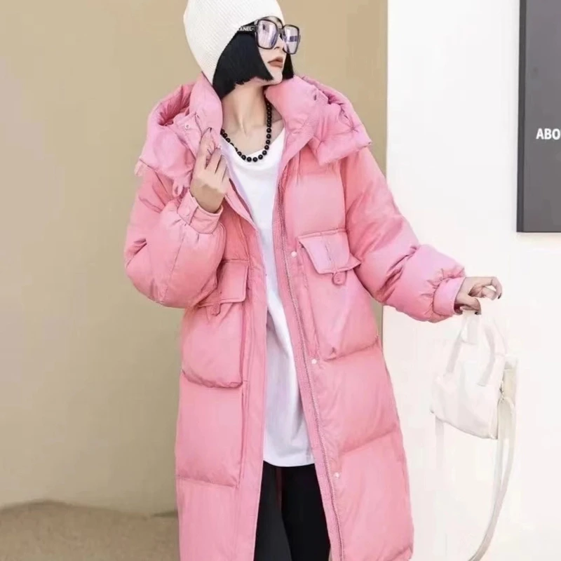 长款半粒扣中长款收腰女2024冬季长款过膝加厚小众设计感外套YJ