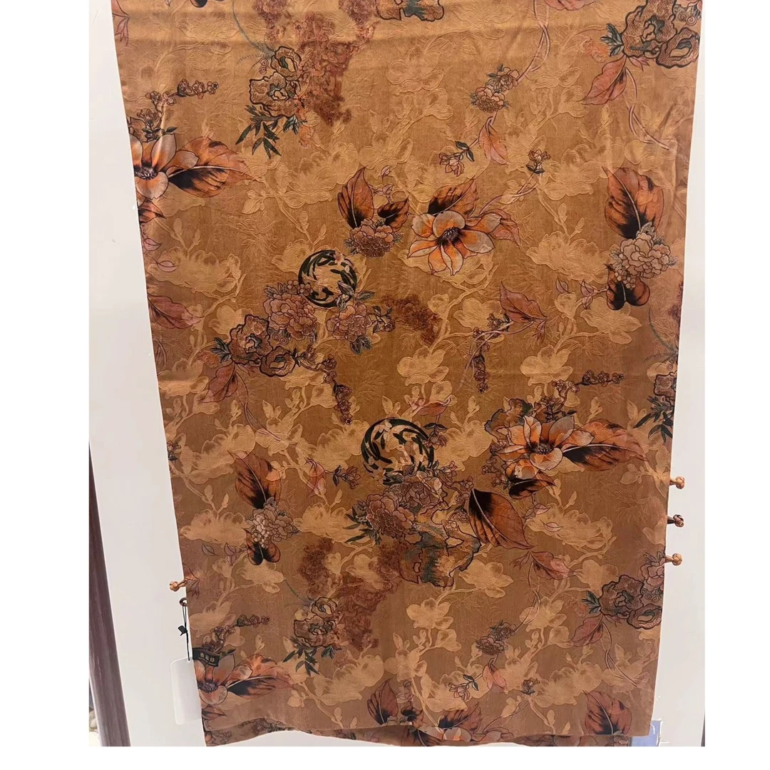 【A035】宫丽52x180cm6A纯100桑蚕丝花椤双层双面盘扣长巾