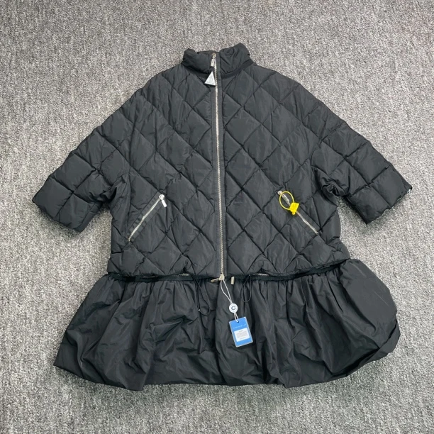 95新 MONCLER 8054/黑色立领裙边设计羽绒服外套/2码/98新