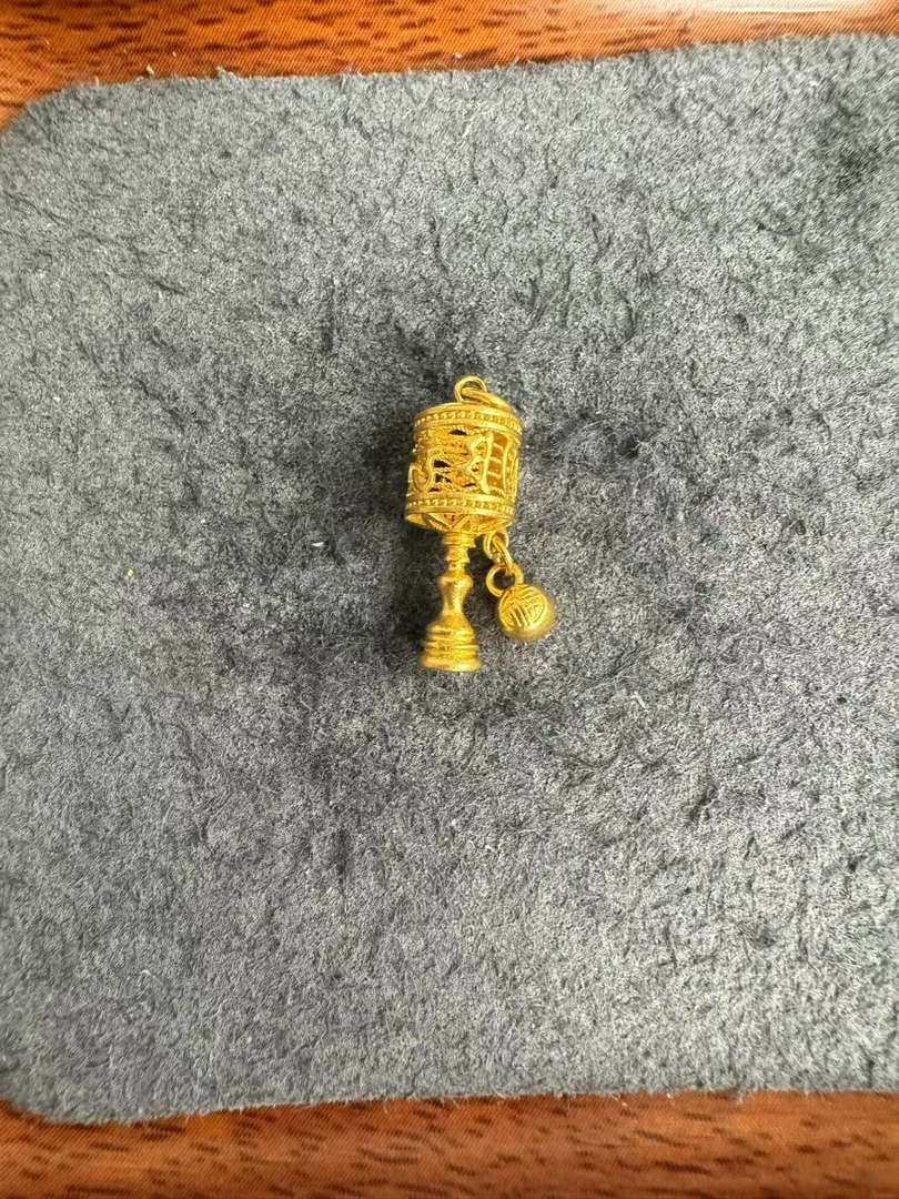 足金999 古法工艺转经筒吊坠