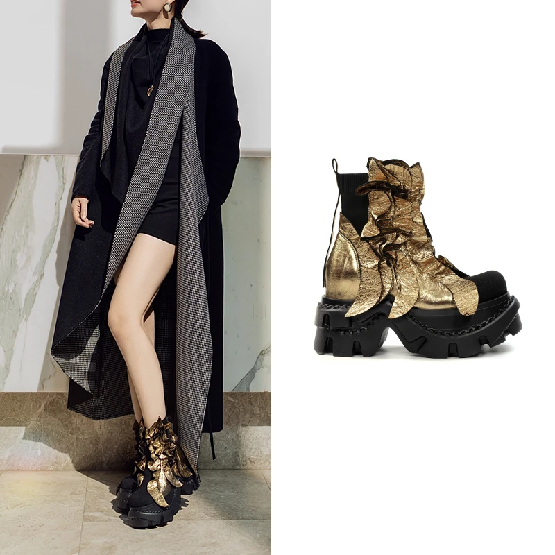 『至引』上新原创设计师品牌夏季透气休闲高水台真皮女鞋 728TL02