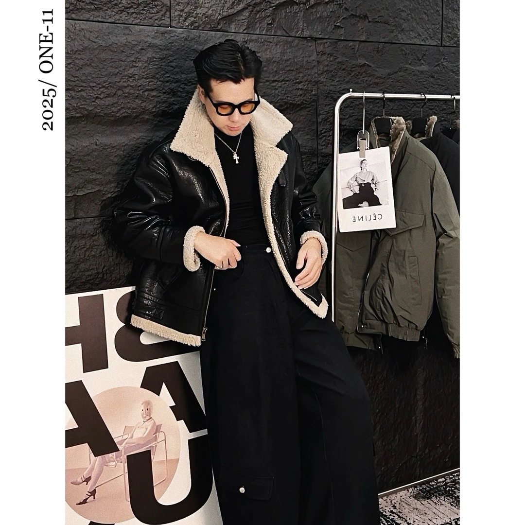 冬季保暖加厚美式复古高级感皮衣机车外套男女同款宽松休闲夹克