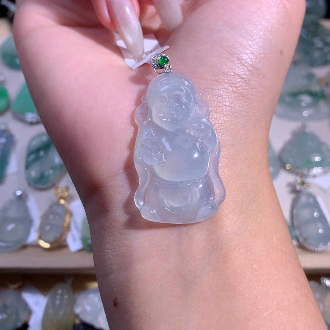 翡翠吊坠(不含链)18K金镶嵌