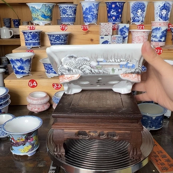 山***堂墨奈手绘陶瓷花盆