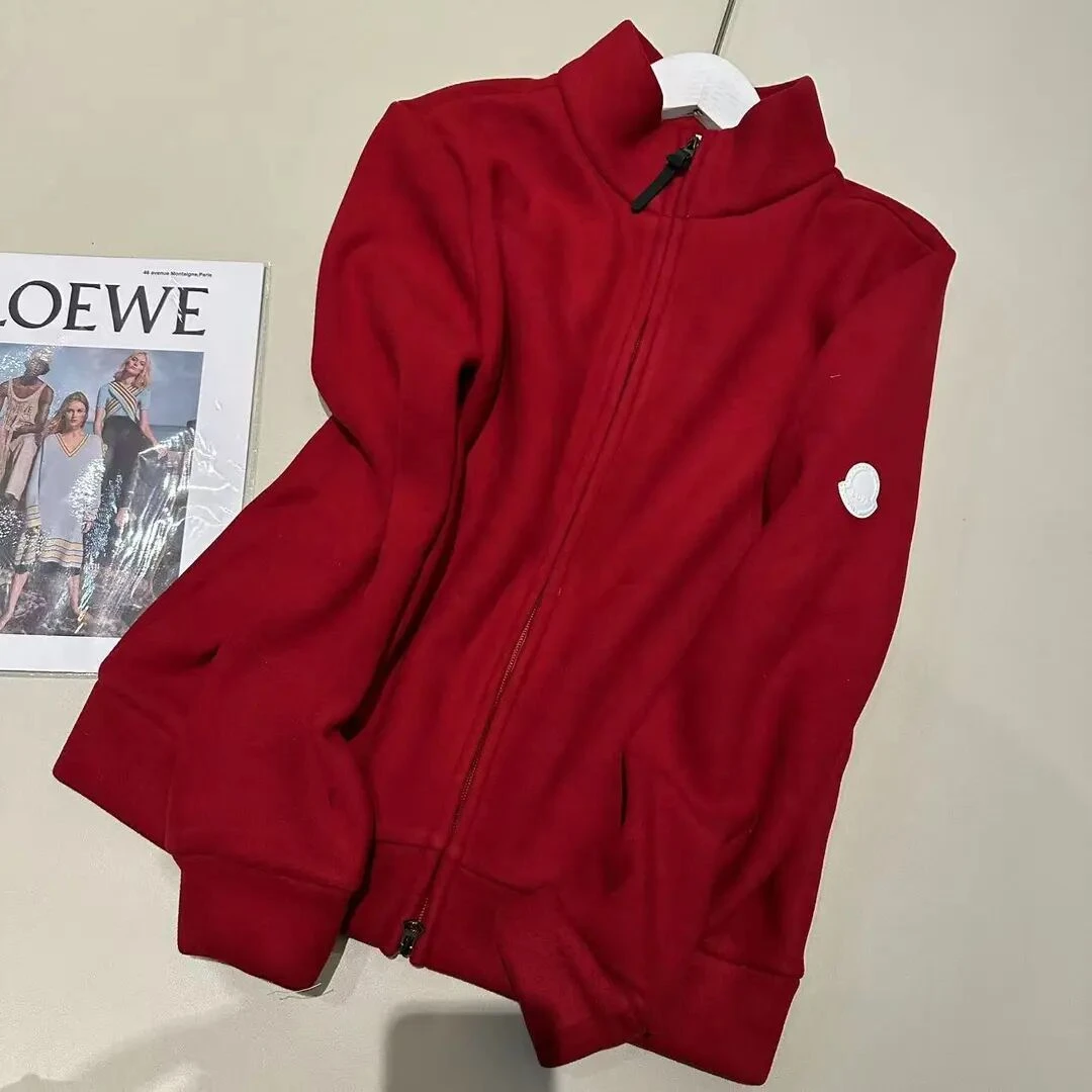 《姚家优麦汇》冬款加绒立领拉链款外套秋冬百搭时尚休闲女款红色