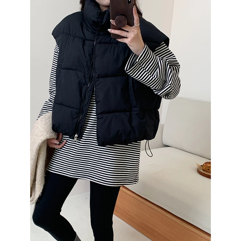 韩版加厚立领服马甲女短款宽松休闲外穿背心马夹