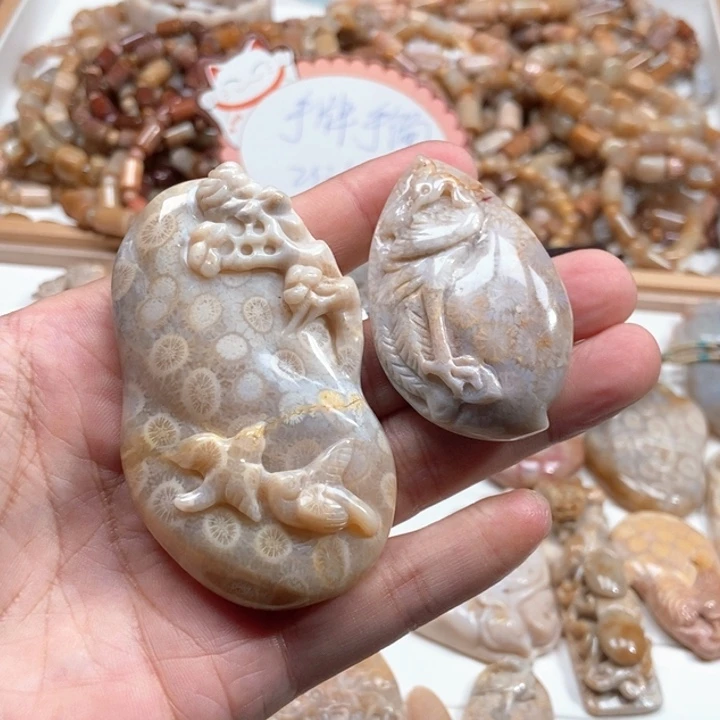 五***行硅化珊瑚（珊瑚玉）未镶嵌颈饰