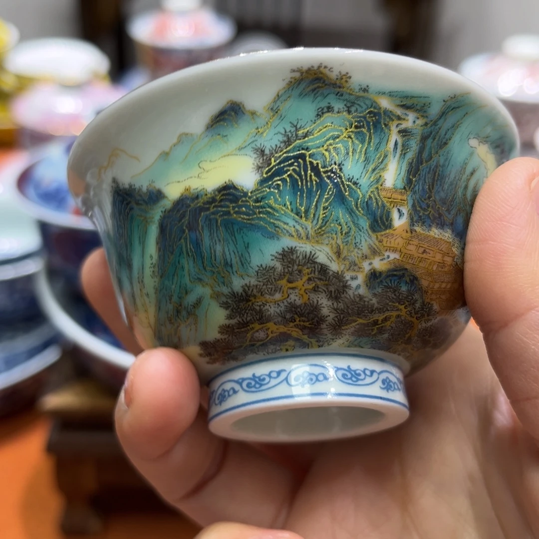 雷***声景德镇陶瓷景德镇陶瓷马蹄三才盖碗