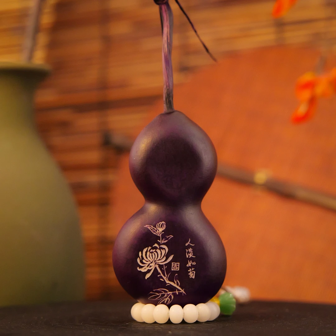 非遗大漆手工雕刻天然葫芦文玩福禄摆件天然夹扁葫芦
