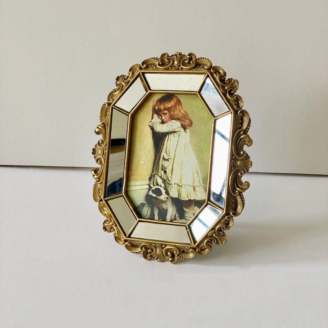 复古金色雕花相框镜面树脂画框摆台欧式美式背景墙组合装饰画挂画