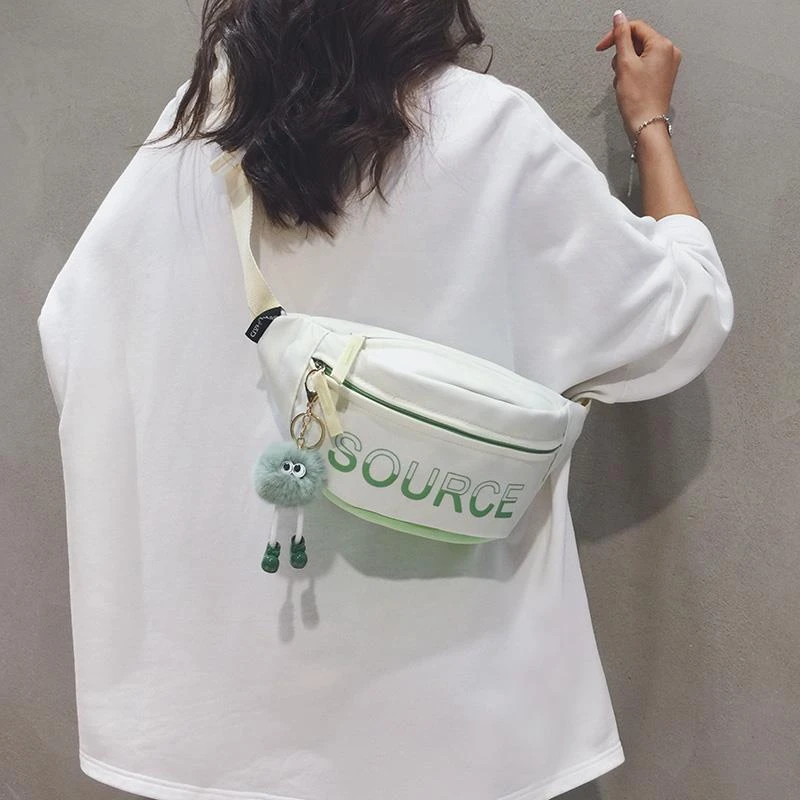 胸包女士2025新款休闲百搭女式运动腰包男生骑行帆布小单肩斜挎包