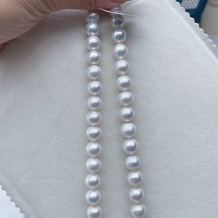 淡水珍珠未镶嵌颈饰卡10-11极光奥绿金属光高品捡漏