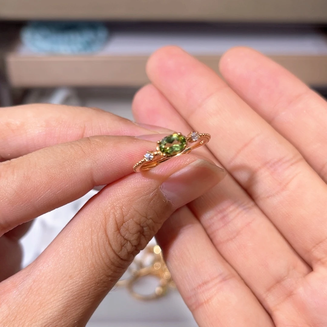 橄榄石戒指银S925镶嵌橄榄013