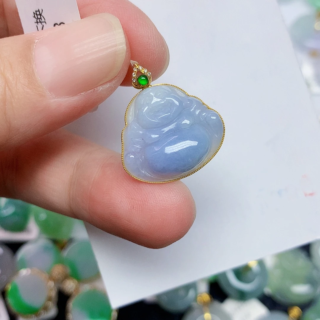 翡翠18K金镶嵌颈饰3556688