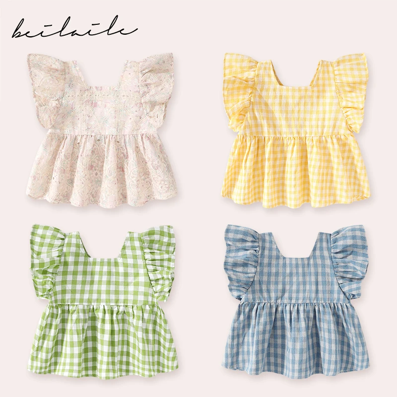 【 公主飞袖上衣 小乐妈咪】宝宝小童衣小婴儿上衣裙女童夏季儿童装