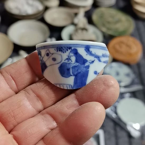 瓷片清花影青杯垫学习标本