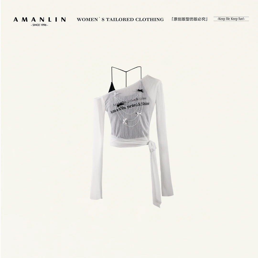 AMANLIN/阿谩琳春夏原创欧若风一字肩气质时尚上衣两件套Y596915