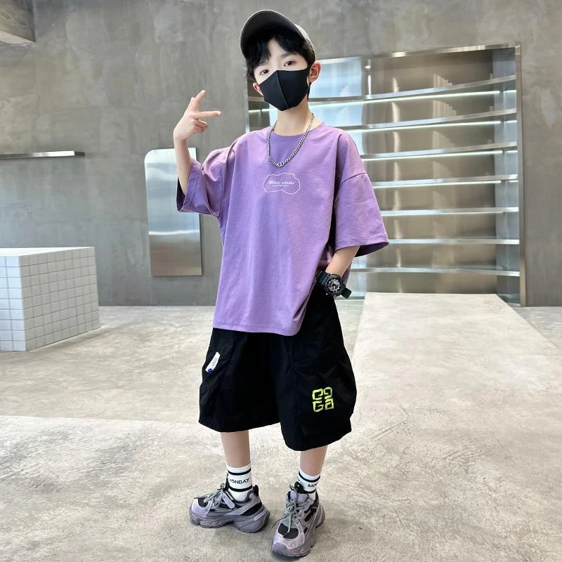男童夏装套装2025新款夏款短袖中大儿童夏季男孩休闲痞帅气时髦潮