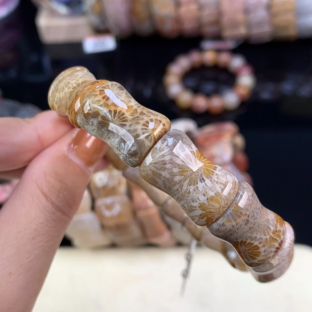 【闪购商品】颈饰未镶嵌硅化珊瑚（珊瑚玉）精美手牌（64号）