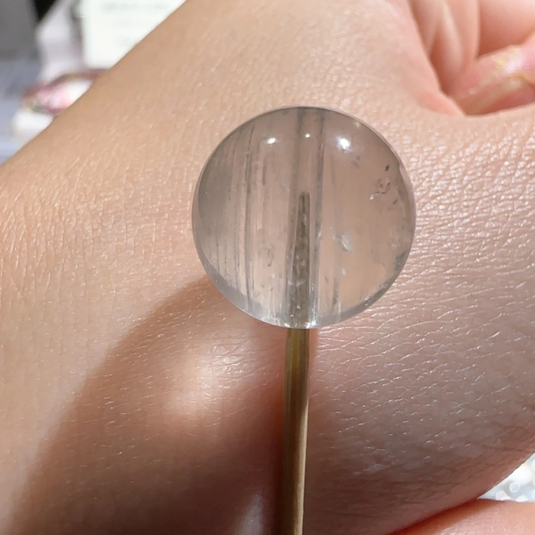 水晶单珠未镶嵌顺发浅灰拉丝兔毛12mm+