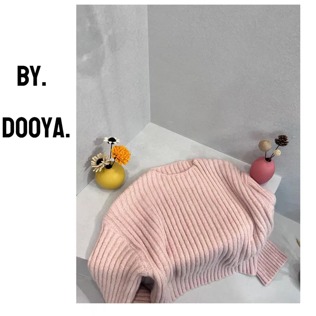 DOOYA 101407 粉色圆领毛衣