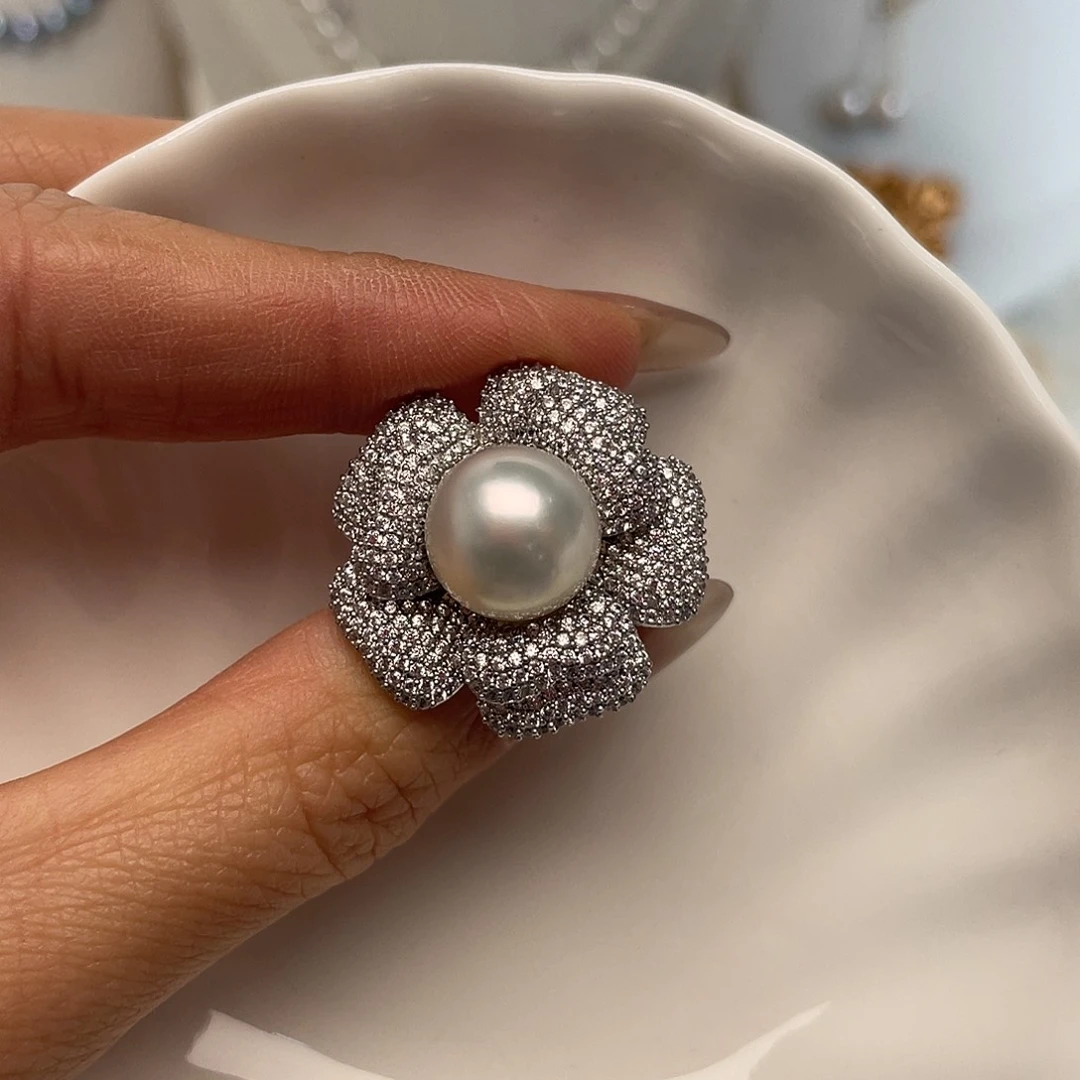 海水珍珠戒指银S925镶嵌