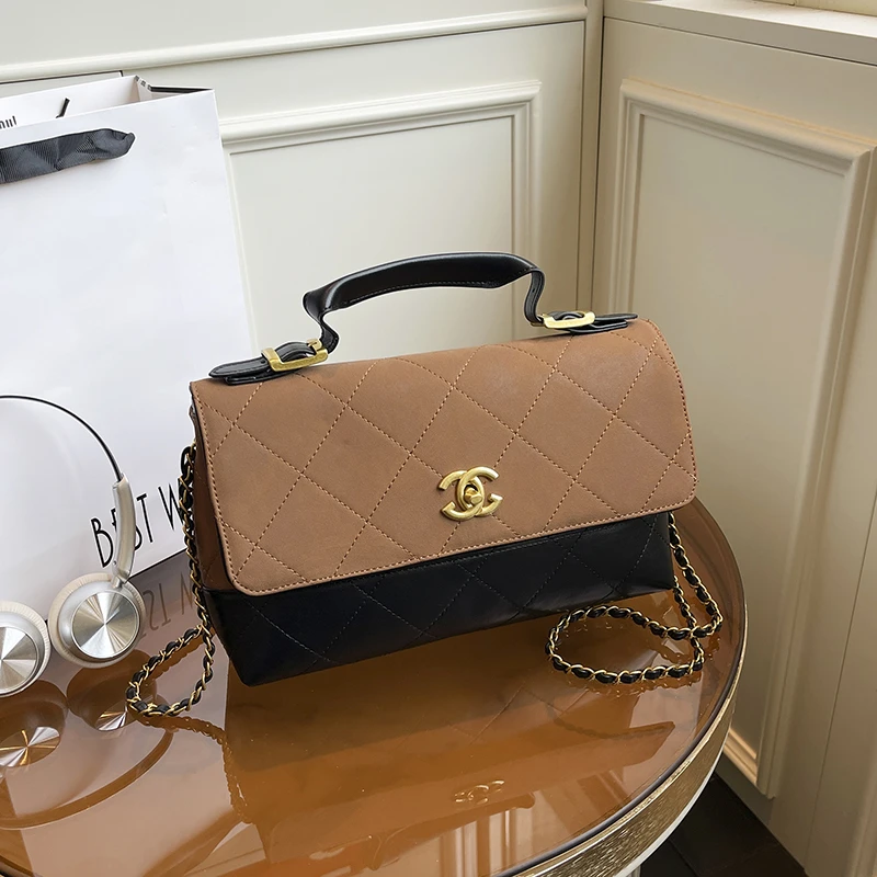 手工DIY2025新款超火小香风菱格链条邮差包百搭单肩斜挎包时尚