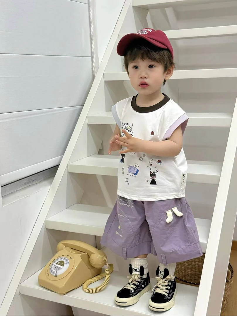 丫丫家童装TTL小狗狗拼色背心170