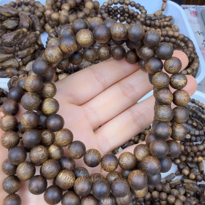 沉香手串沉香绿奇楠圆珠卡九多圈九九分节油39